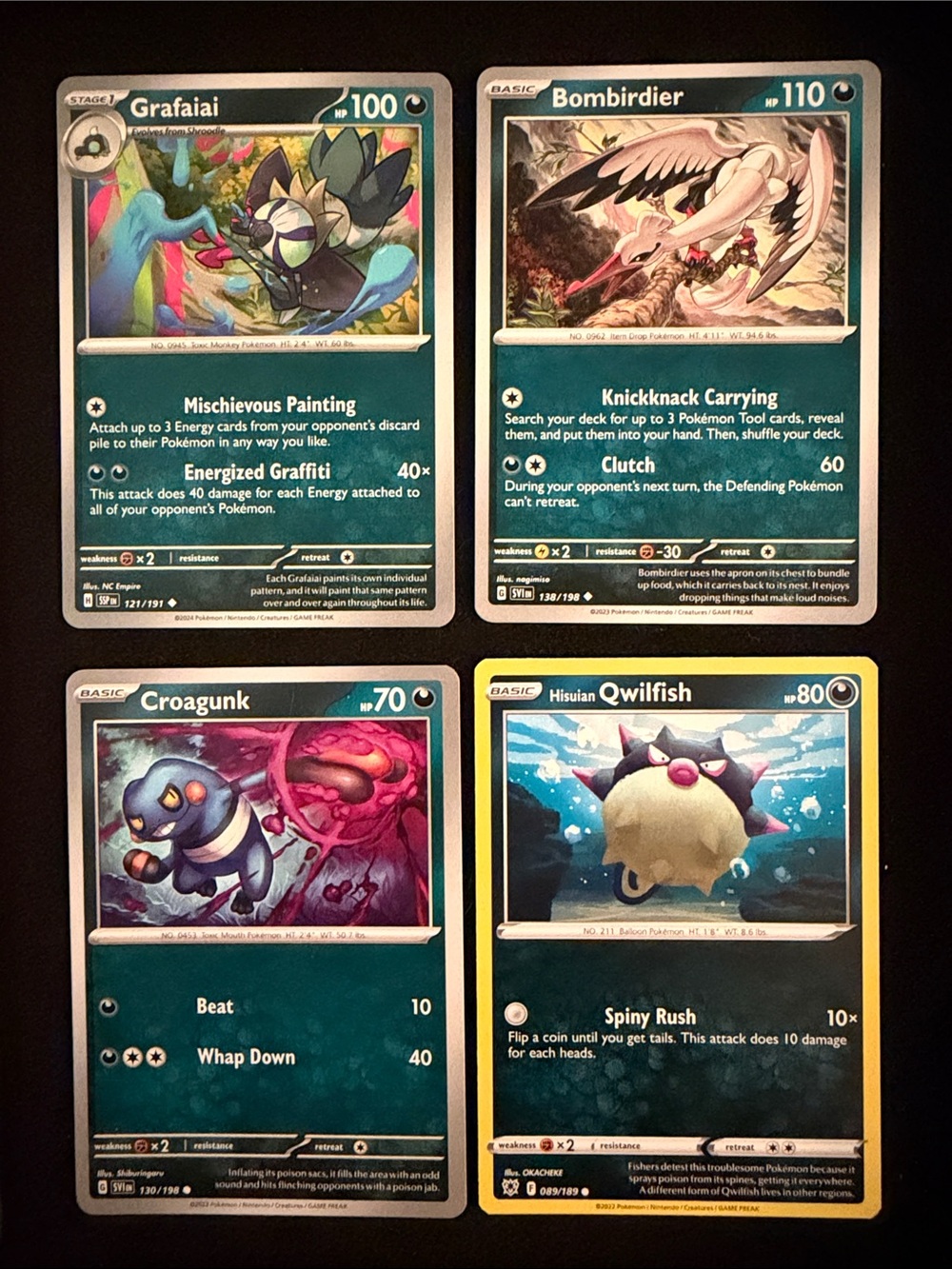Pokémon TCG Single Cards - GrafaiAI Bombirdier Croagunk Hisuian Qwilfish